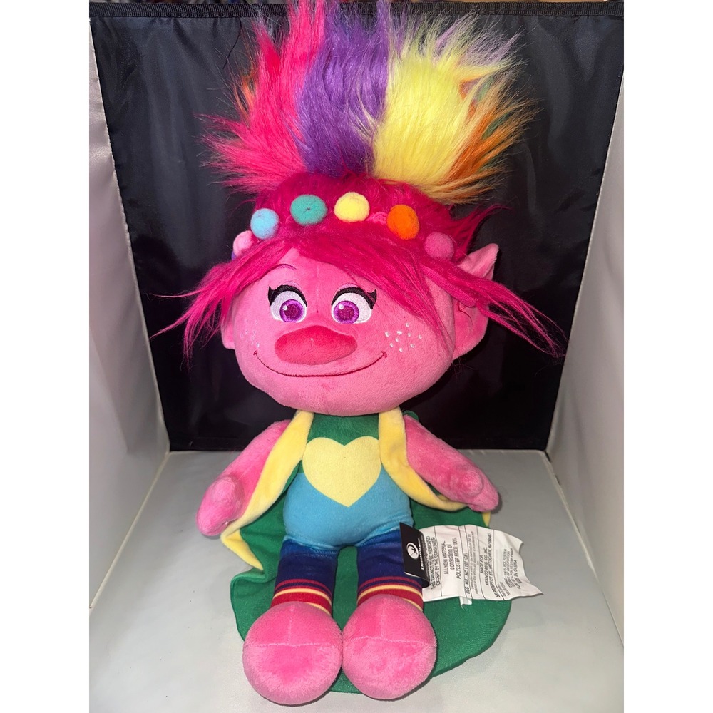 DreamWorks Trolls World Tour Poppy Plush Rainbow Hair Pink Stuffed Animal Toy